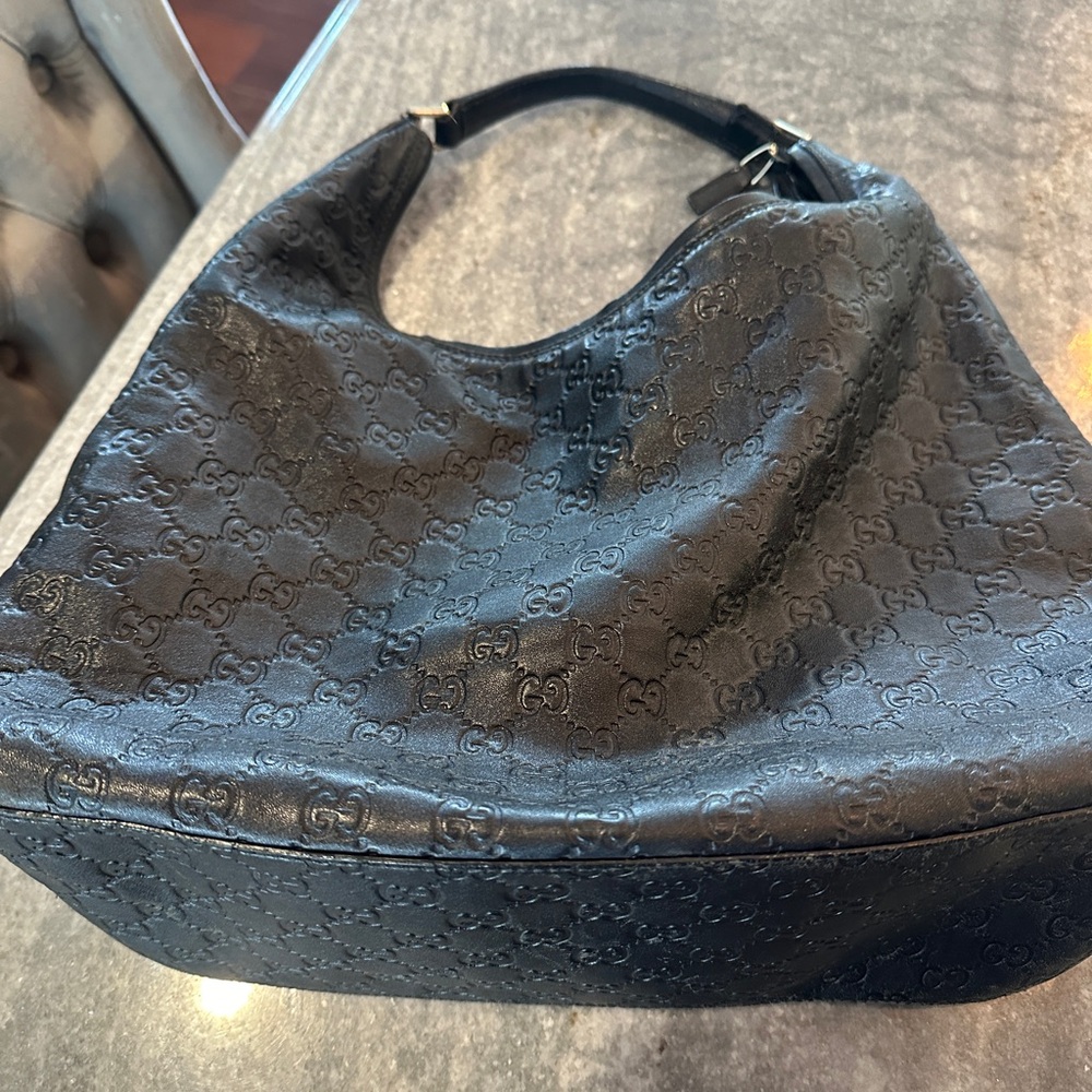 Gucci guccissima Large black leather hobo shoulder bag. Guaranteed authentic! - Picture 4 of 11